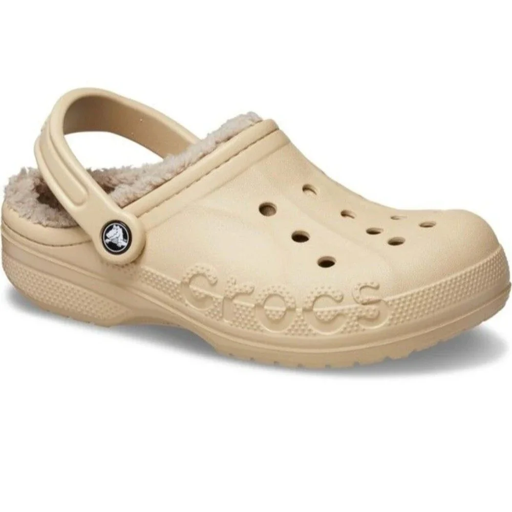 Crocs Adult Baya Lined Fur Slip On Clogs Chai Multi Tan US Women’s Size 7/ Men 5
